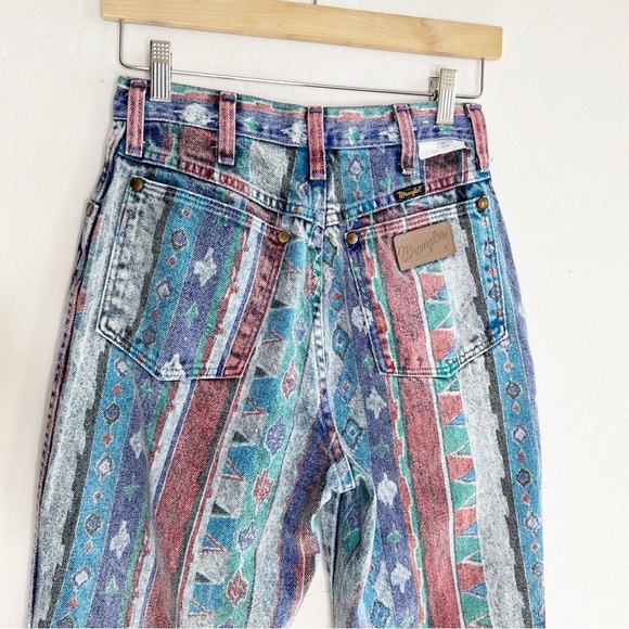 Wrangler Denim - Vintage Wrangler Aztec Southwestern RARE Print Denim Jean